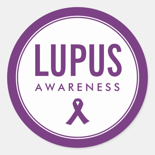Lupus Awareness Ribbon Lila Runder Aufkleber (Vorderseite)
