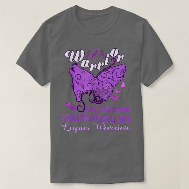 Lupus Awareness Warrior Lila Ribbon Butterfly Wo T-Shirt (Design vorne)