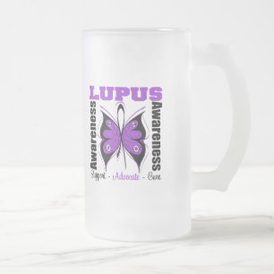 Lupus-Bewusstseins-Schmetterling Mattglas Bierglas