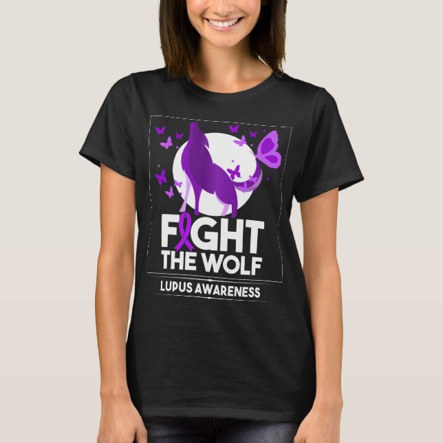 Lupus Bewusstseinsmonat Kampf der Wolf Lila Band T-Shirt (Vorderseite)