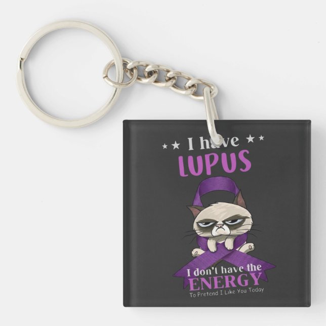 Lupus Krieger Grumpy Cat Schlüsselanhänger |  Lust (Vorderseite)
