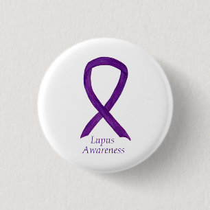 Lupus Lila Awareness Ribbon Custom Art Button