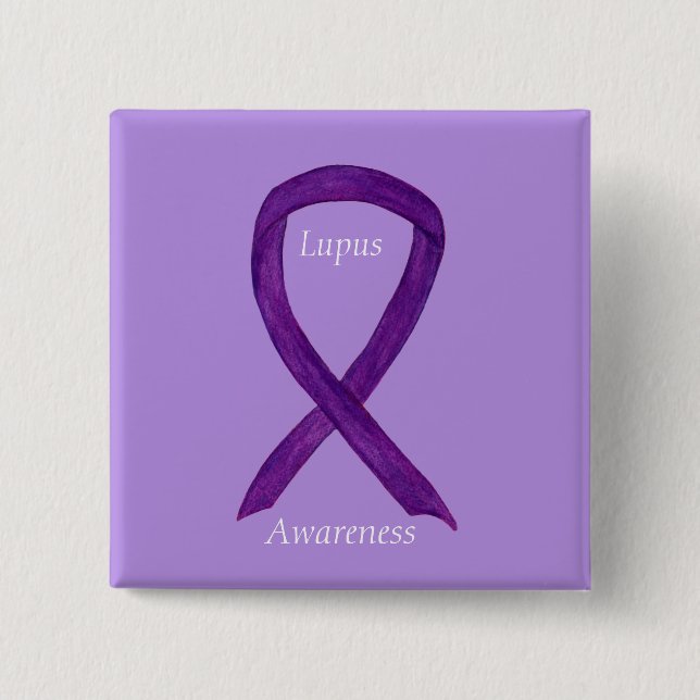 Lupus Lila Awareness Ribbon Custom Art Button (Vorderseite)