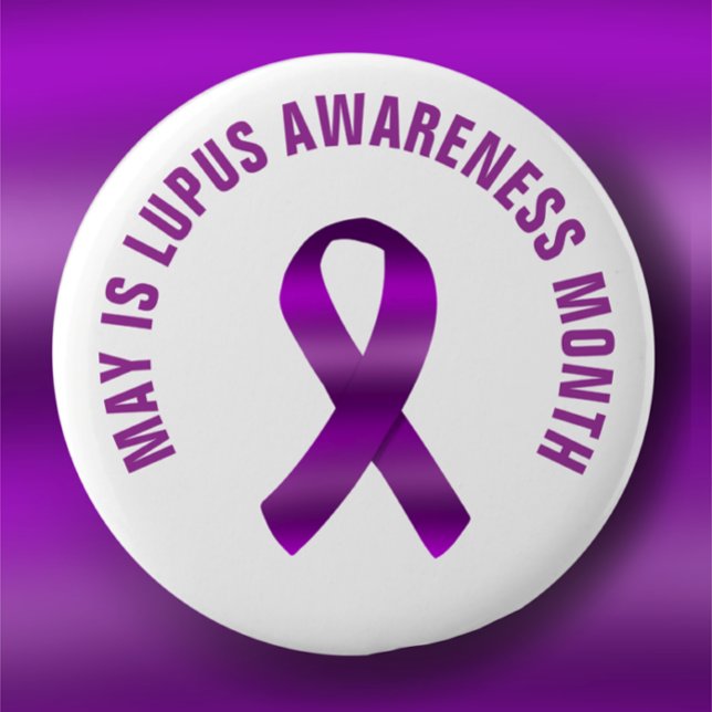 Lupus-Sensibilisierungsmonat / Lila, benutzerdefin Button (Lupus awareness purple ribbon promotional button pin. Custom text  May is lupus awareness month.
)