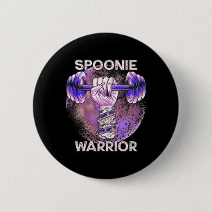 Lupus Spoonie Warrior Barbell Lila Fist stark G Button