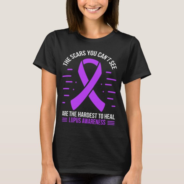 Lupus Survivor Lupus Warrior Lila Lupus Ribbon T-Shirt (Vorderseite)