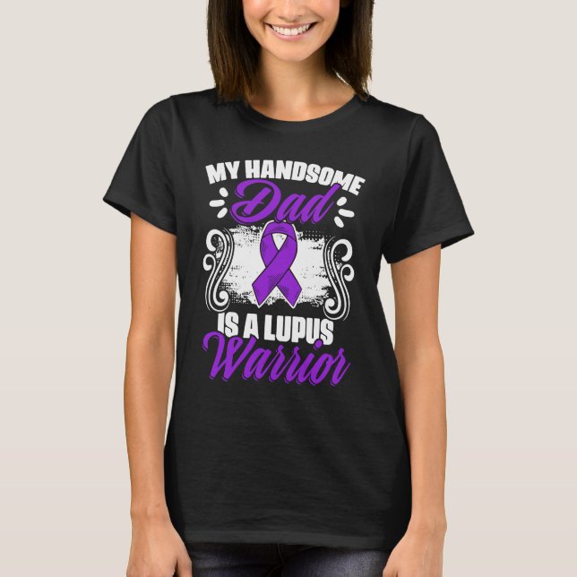 Lupus Warrior Dad  Lupus Purple Ribbon Lupus Aware T-Shirt (Vorderseite)