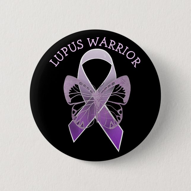 Lupus Warrior Lila Awareness Ribbon Butto Button (Vorderseite)