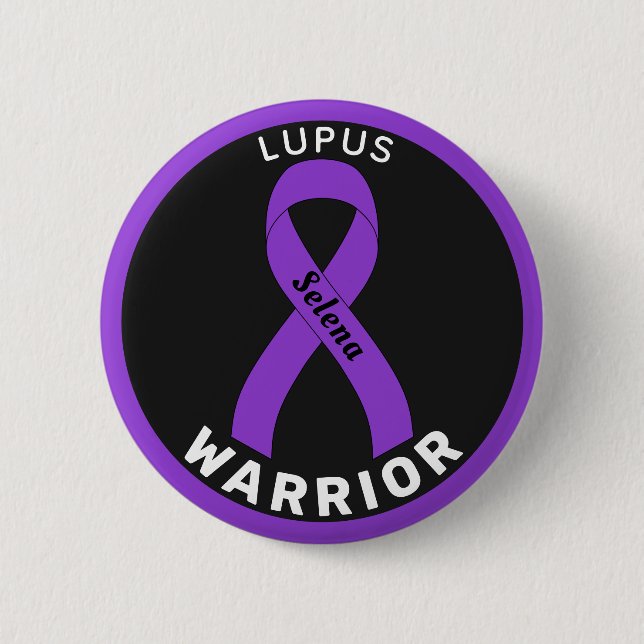 Lupus Warrior Ribbon Black Button (Vorderseite)