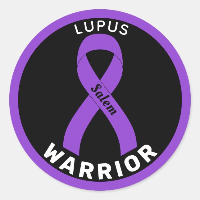 Lupus Warrior Ribbon Black Round Sticker (Vorderseite)