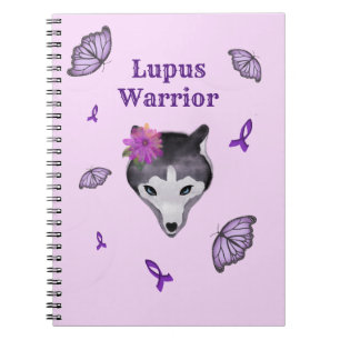Lupus Warrior Wolf Lila Ribbon Butterfly Notizblock