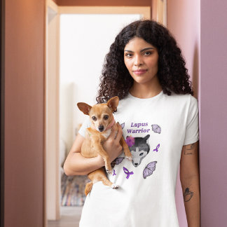 Lupus Warrior Wolf Lila Ribbon Butterfly T-Shirt