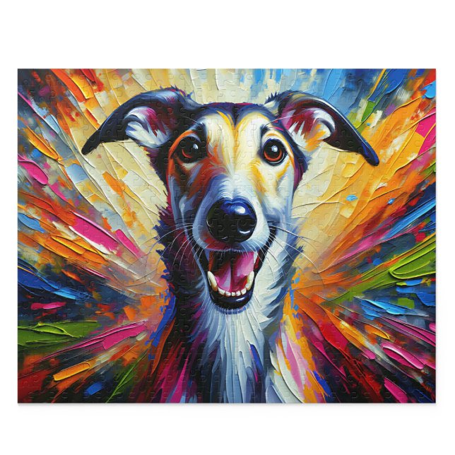 Lurcher Acryl-Kunst: Fawn Brindle Langhund Puzzle (Lurcher Acrylic Art: Fawn Brindle Long Dog
)