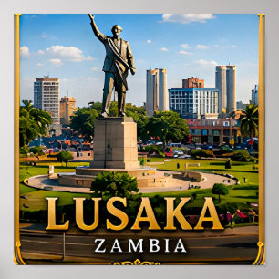 Lusaka Freedom Monument und zambisches Herz Poster