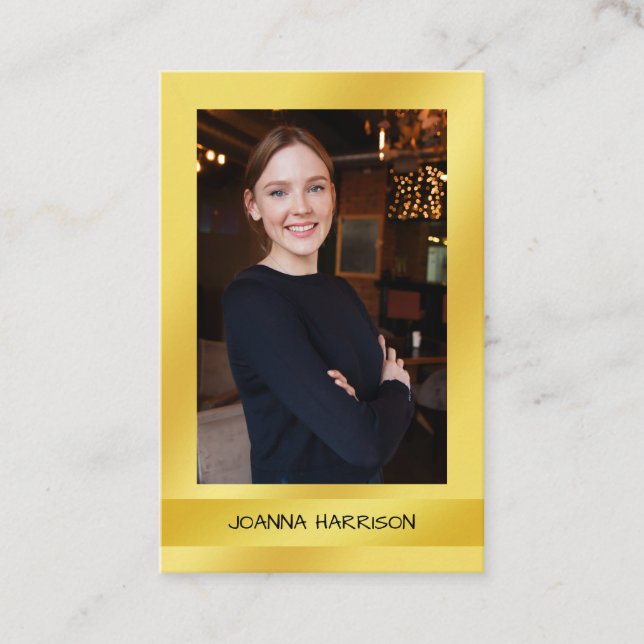 Luscious Eleganto Modernes Shiny Gold Foto Europa Visitenkarte (Vorderseite)