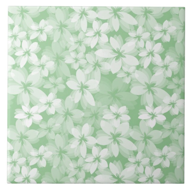 Luscious Green Floral Fliese (Vorderseite)