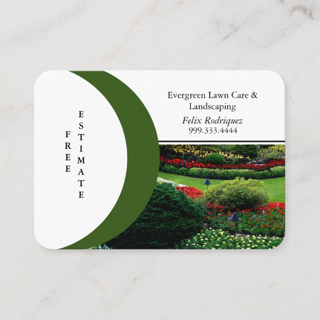 Luscious Lawn Foto Name Landscaping Business Card Visitenkarte (Vorderseite)