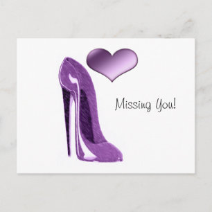 Luscious Lilac Stiletto High Heel Shoe and Heart Postkarte