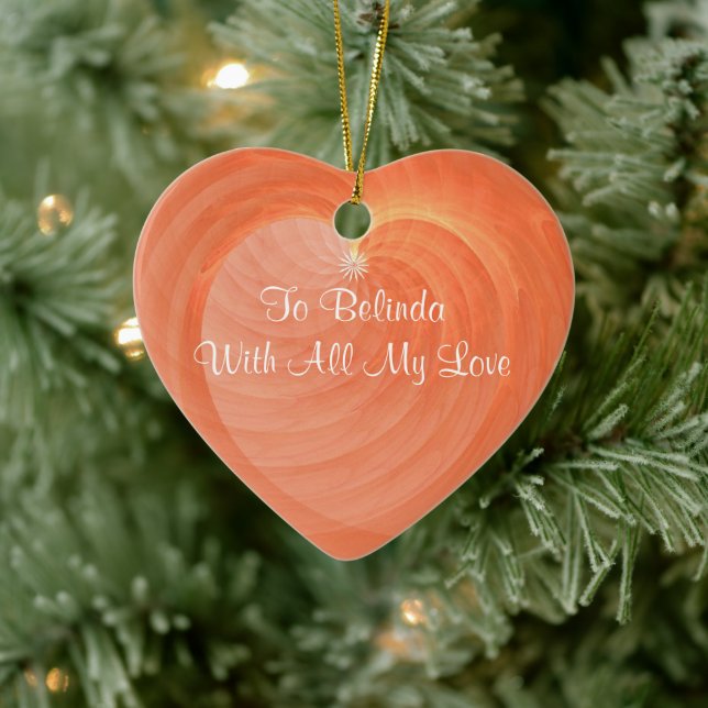 Luscious OrangeHeart Ceramic Keepsake Custom Keramikornament (Baum)