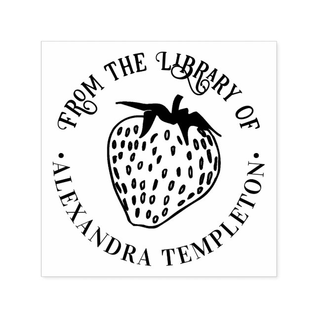 Luscious Strawberry Frucht Round Library Name Permastempel (Design)