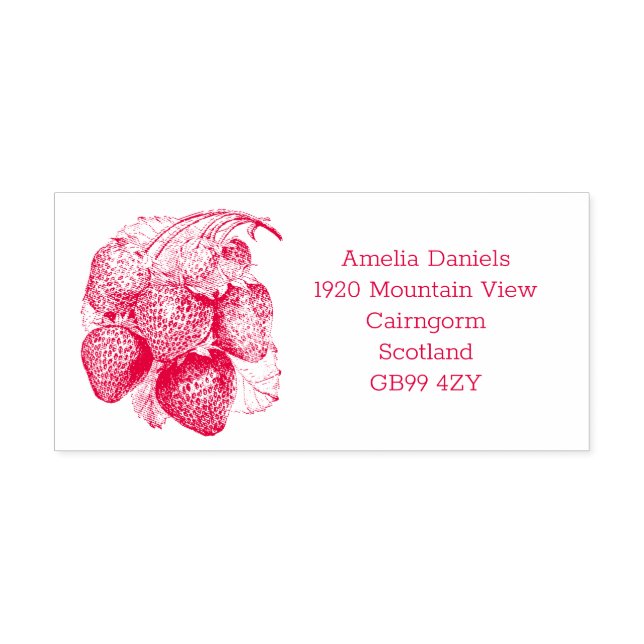 Luscious Summer Strawberry Address Rubber Briefmar Permastempel (Design)