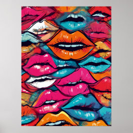 Luscious Women Lovemaking Lips: Warhol's Artistry Poster