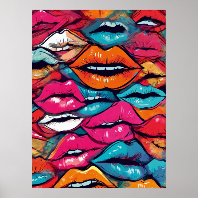Luscious Women Lovemaking Lips: Warhol's Artistry Poster (Vorne)
