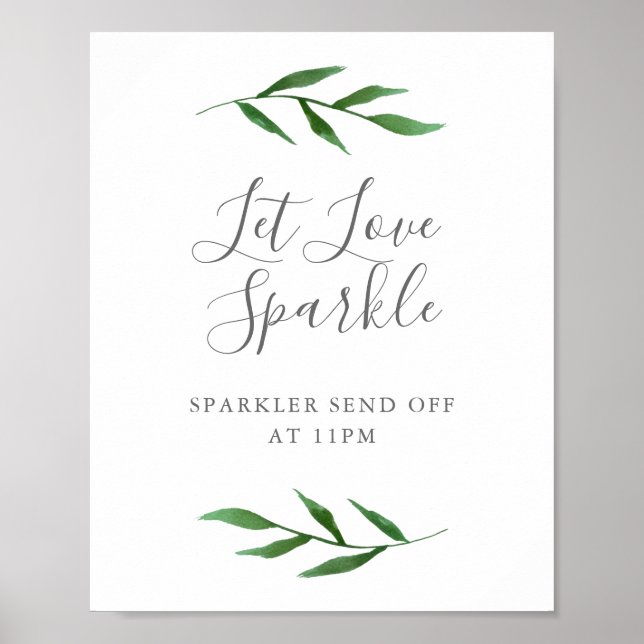 Lush Blätter Elegant Wedding Lassend Liebe Sparkle Poster (Vorne)