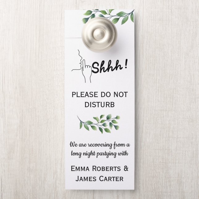 Lush Blätter Elegantes Hochzeitstor-Zeichen Türanhänger (Auf Knauf)