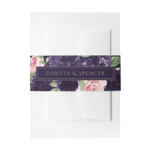 Lush Blossom   Dunkle Lila und rosa Rosengarten Einladungsbanderole