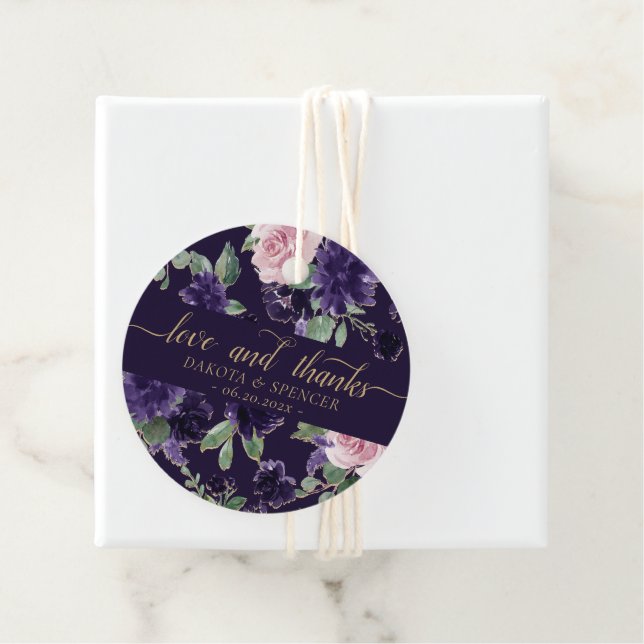 Lush Blossom | Lila und rosa Liebe und vielen Dank Geschenkanhänger (Beispiel)