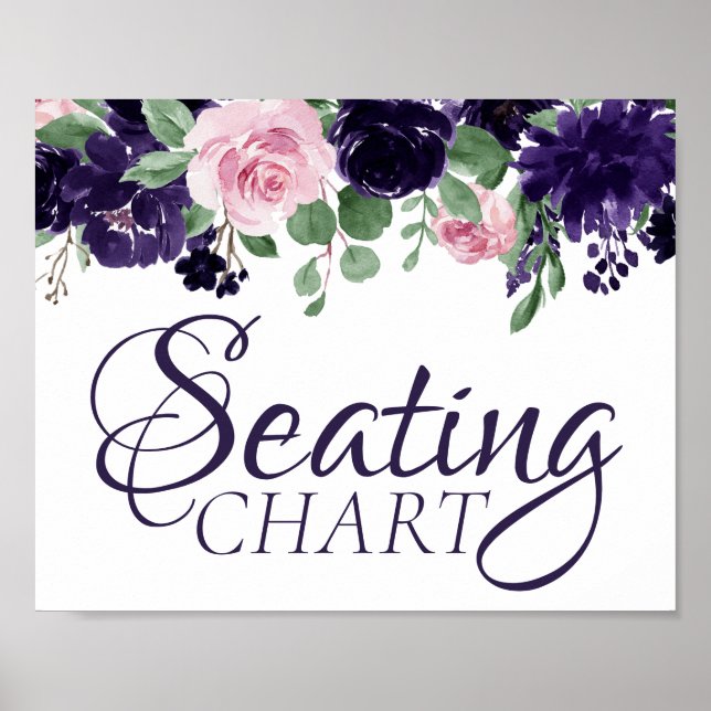 Lush Blossoms Purple and Pink Seating Chart Sign Poster (Vorne)