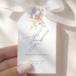 Lush Blue Boho Wildflowers Elegant Wedding Geschenkanhänger