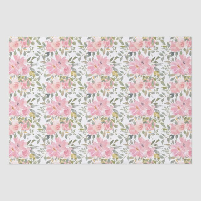 Lush Blush Pink Floral Small Business Packaging Seidenpapier (Vorderseite)