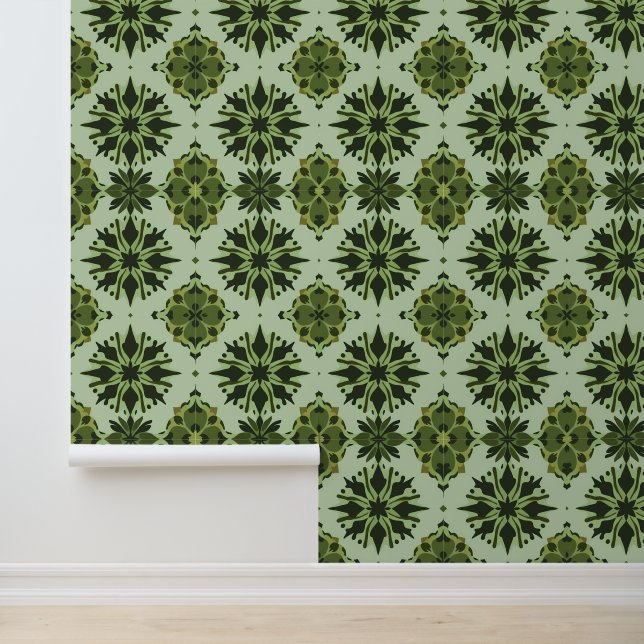 Lush Botanical Mandala Mosaic Muster Tapete (Anwendung)