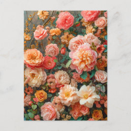 Lush Bouquet with Salmon Roses Postkarte