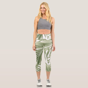 Lush Caribbean Palm Collage #2 #tropical #wall Capri Leggings