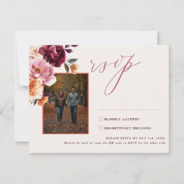 Lush Fall Floral Wedding QR Code RSVP Karte
