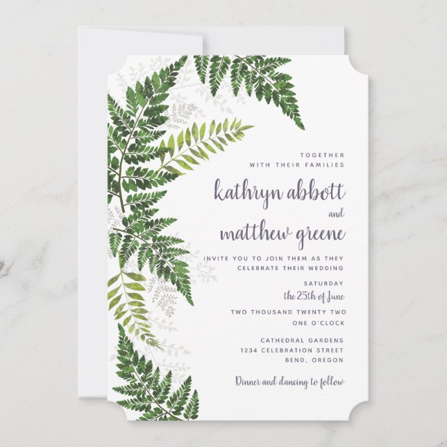Lush Fern Wedding Suite Einladung (Vorderseite)