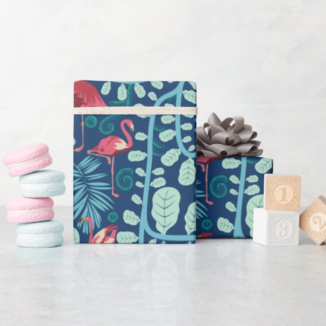 Lush Flamingo Jungle Geschenkpapier (Babyparty)