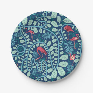 Lush Flamingo Jungle Pattern Pappteller