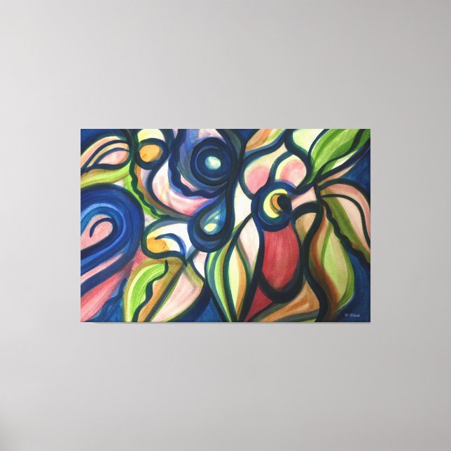 Lush Floral Moderne Kunst Leinwand drucksvoll (Vorderseite)