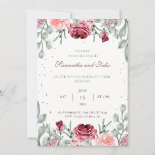 Lush Floral Watercolor Land Hochzeit Einladung