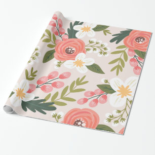 Lush Florals rosa Muster Geschenkpapier