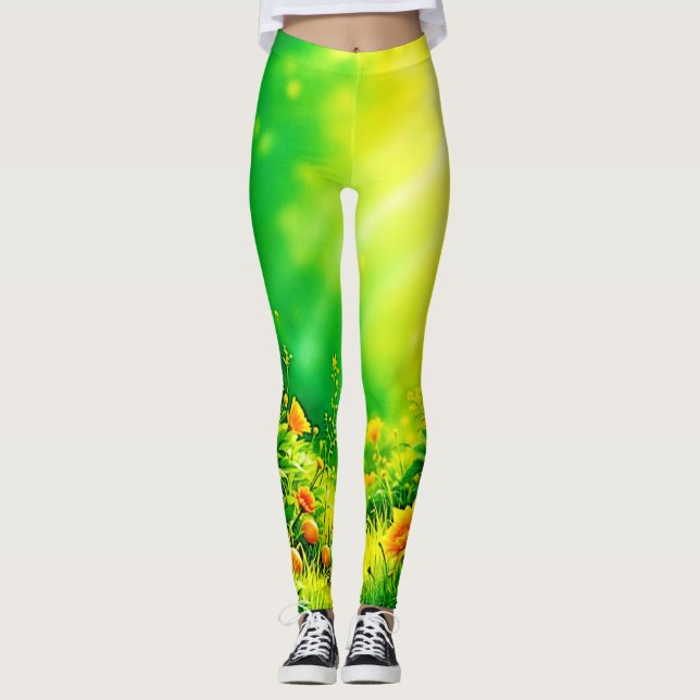 Lush Garden Sunlight Scene Leggings (Vorderseite)