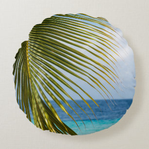 Lush Glam Palm Ocean 1 Rundes Kissen