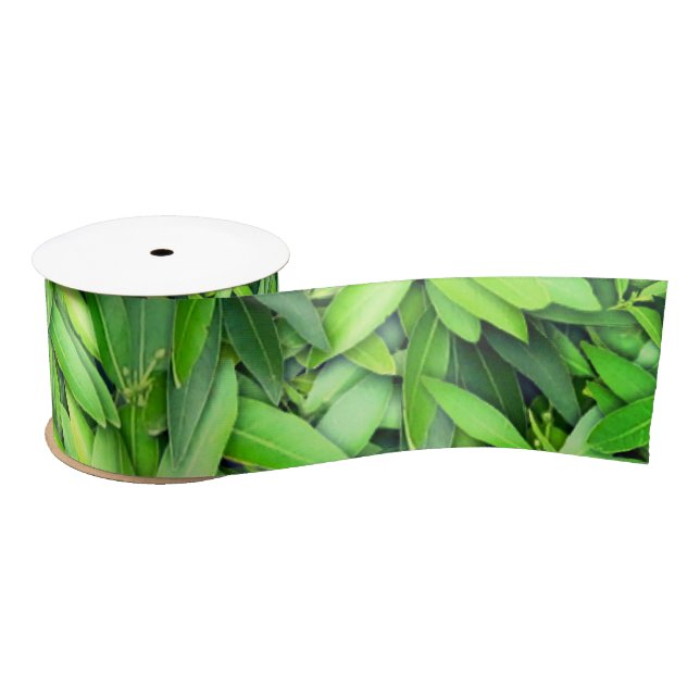 Lush Green Blätter Pattern - Natur botanisch Satinband (Spule)