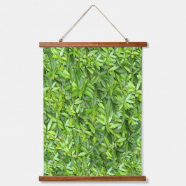 Lush Green Blätter Pattern - Natur botanisch Wandteppich Mit Holzrahmen