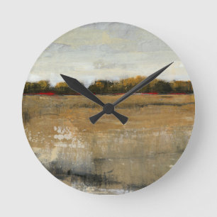 Lush Green Countryside Landscape Runde Wanduhr