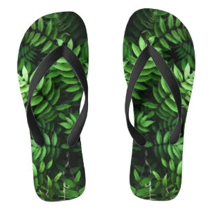 Lush Green Fern Blätter Foto Flip Flops